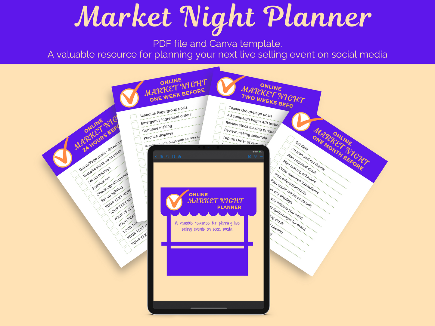 Market Night Planner and Checklist - Canva Template